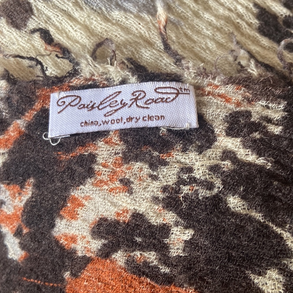 Paisley Road Scarf Crinkly Look and Texture Lightweight Wool Lightly used